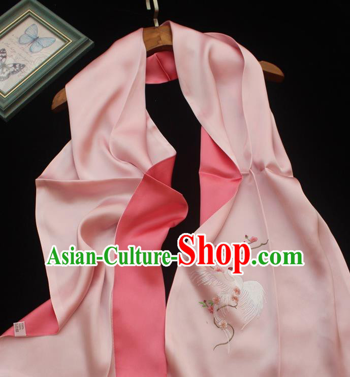 Chinese Traditional Embroidered Scarf Cheongsam Embroidery Phoenix Accessories Pink Silk Tippet Chinese Traditional Embroidered Scarf Cheongsam Embroidery Phoenix Accessories Pink Silk Tippet