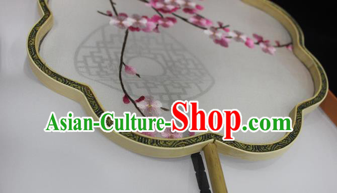 Embroidered Plum Blossom Silk Fan China Traditional Classical Dance Embroidery Fan Handmade Palace Fan Embroidered Plum Blossom Silk Fan China Traditional Classical Dance Embroidery Fan Handmade Palace Fan