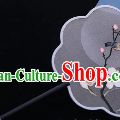 China Traditional Classical Dance Silk Fan Embroidered Palace Fan Handmade Embroidery Peach Blossom Fan Ancient Princess Fan
