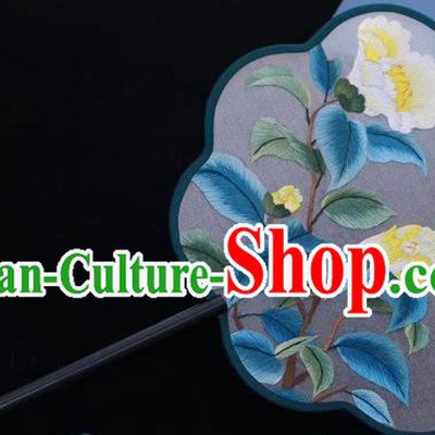 China Traditional Classical Dance Silk Fan Embroidered Palace Fan Ancient Princess Fan Handmade Embroidery Flowers Butterfly Fan