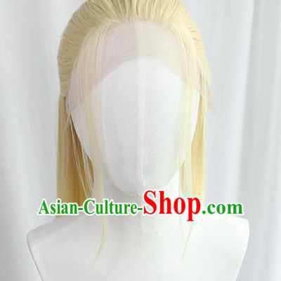 Best Chinese Drama Cosplay Swordsman Golden Wig Sheath China Quality Front Lace Wigs Ancient Noble Prince Wig