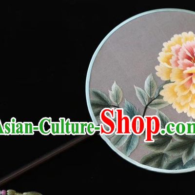 China Embroidered Round Fan Handmade Suzhou Embroidery Palace Fan Ancient Princess Silk Fans