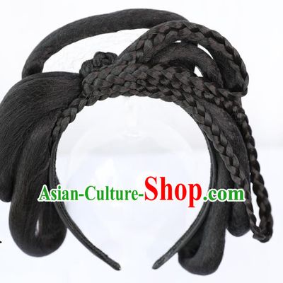 Chinese Ming Dynasty Princess Wig Hairpiece Quality Wig Sheath China Ancient Cosplay Court Lady Wigs Chignon Hair Clasp