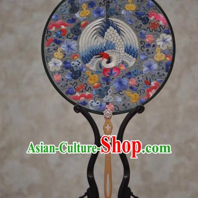 Handmade Palace Fan China Ancient Princess Fan Exquisite Embroidery Fan Traditional Qing Dynasty Court Hanfu Fan