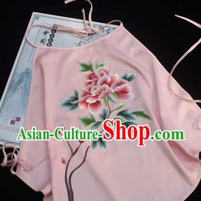 Chinese Embroidered Pink Silk Bellyband Female Underwear Suzhou Embroidery Clothing