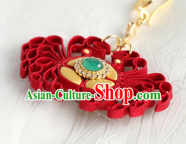 China Cheongsam Red Silk Brooch Handmade Traditional Accessories Crab Breastpin China Cheongsam Red Silk Brooch Handmade Traditional Accessories Crab Breastpin