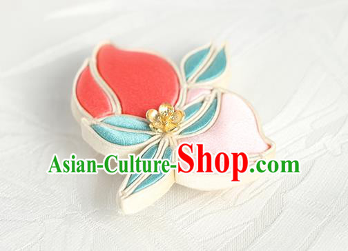 China Handmade Silk Peach Brooch Breastpin Traditional Cheongsam Accessories China Handmade Silk Peach Brooch Breastpin Traditional Cheongsam Accessories
