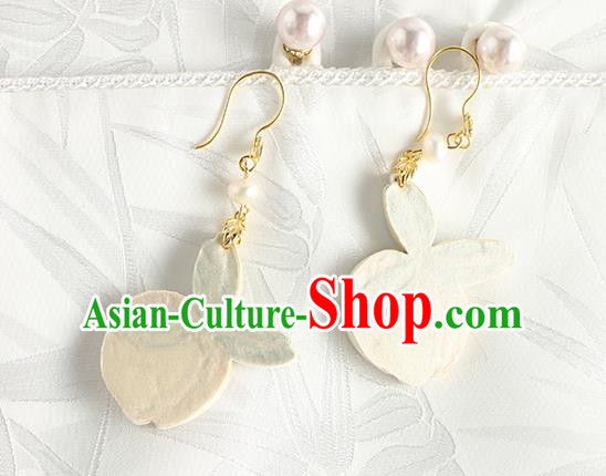China Handmade Silk Peach Earrings Traditional Cheongsam Ear Accessories China Handmade Silk Peach Earrings Traditional Cheongsam Ear Accessories