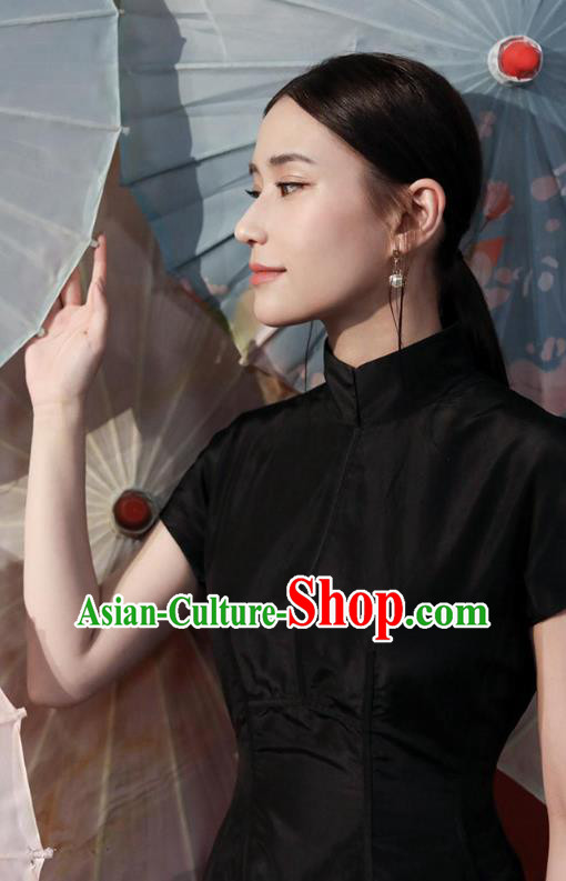 Traditional Cheongsam China National Clothing Black Qipao Dress for Women Traditional Cheongsam China National Clothing Black Qipao Dress for Women