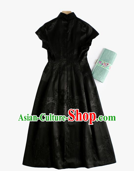 Traditional Cheongsam China National Clothing Black Qipao Dress for Women Traditional Cheongsam China National Clothing Black Qipao Dress for Women