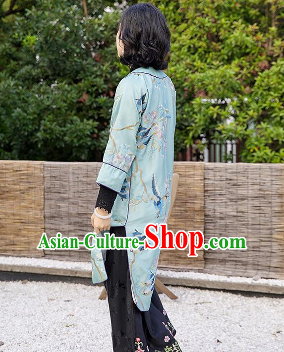 China Traditional National Female Clothing Classical Cheongsam Embroidered Light Blue Qipao Dress China Traditional National Female Clothing Classical Cheongsam Embroidered Light Blue Qipao Dress