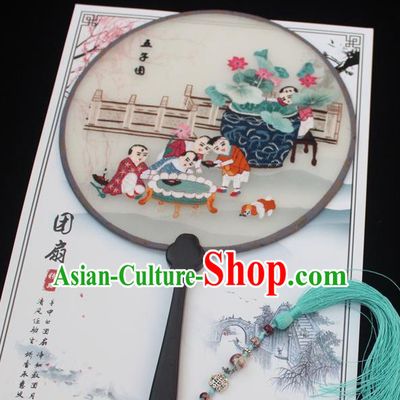 China Exquisite Embroidery Fan Traditional Handmade Palace Fan Rosewood Fan