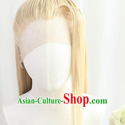 Best Chinese Drama Cosplay Swordsman Golden Wig Sheath China Quality Front Lace Wigs Ancient Young Knight Wig