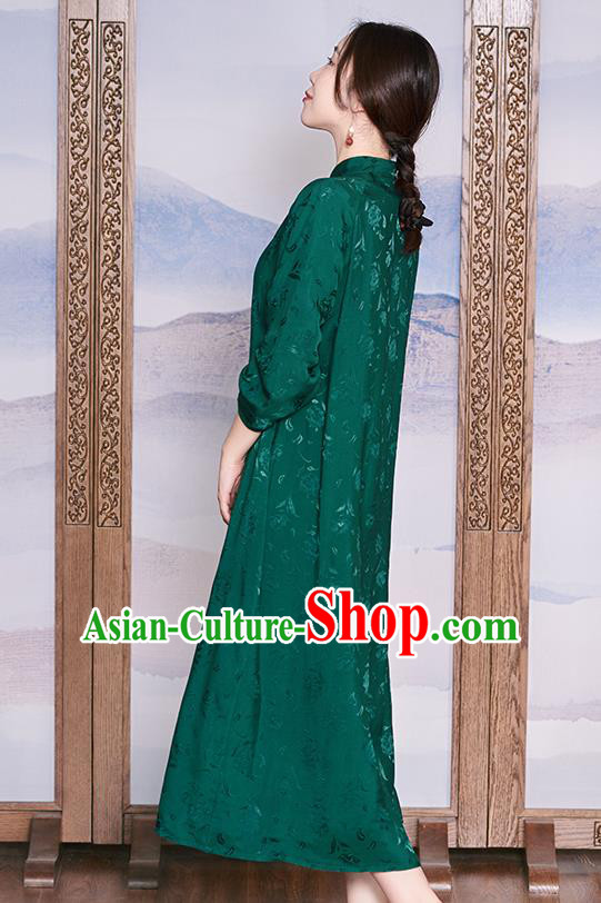 Republic of China Traditional Dress Deep Green Qipao National Clothing Women Classical Cheongsam Republic of China Traditional Dress Deep Green Qipao National Clothing Women Classical Cheongsam