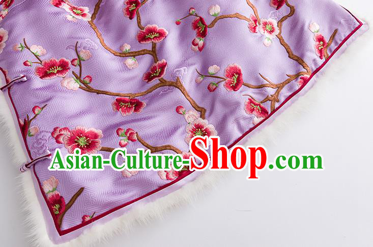 China National Clothing Traditional Women Upper Outer Garment Classical Embroidered Plum Lilac Silk Vest China National Clothing Traditional Women Upper Outer Garment Classical Embroidered Plum Lilac Silk Vest