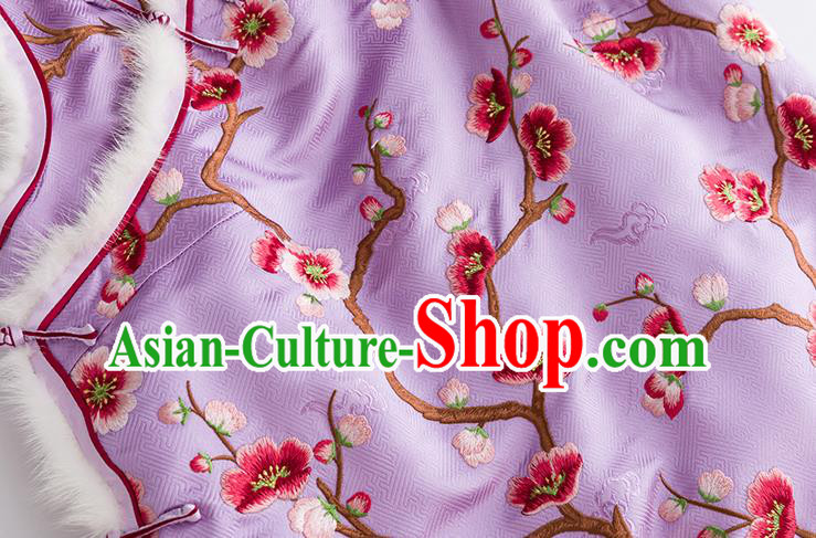 China National Clothing Traditional Women Upper Outer Garment Classical Embroidered Plum Lilac Silk Vest China National Clothing Traditional Women Upper Outer Garment Classical Embroidered Plum Lilac Silk Vest