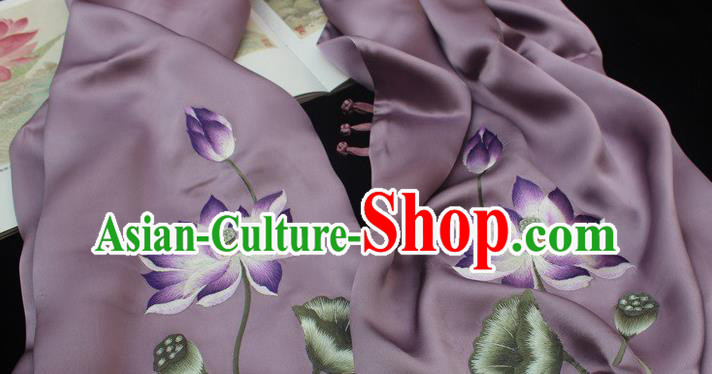 China Traditional Cheongsam Accessories Handmade Purple Silk Scarf Embroidered Lotus Tippet China Traditional Cheongsam Accessories Handmade Purple Silk Scarf Embroidered Lotus Tippet