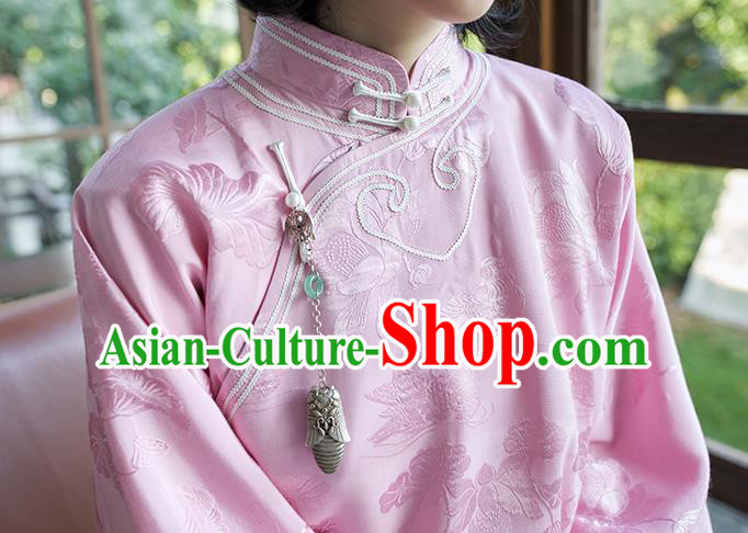 China Wide Sleeve Cheongsam Traditional Embroidered Pink Qipao Women Classical Dress Clothing China Wide Sleeve Cheongsam Traditional Embroidered Pink Qipao Women Classical Dress Clothing