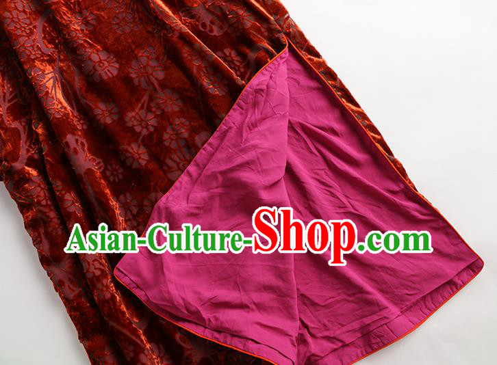China Women Clothing Red Velvet Cheongsam Traditional Classical Long Qipao Dress China Women Clothing Red Velvet Cheongsam Traditional Classical Long Qipao Dress