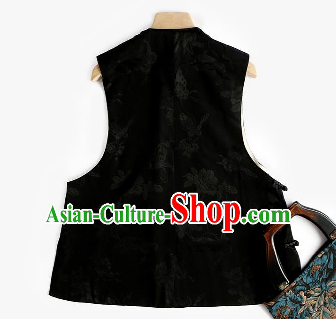 Chinese Qing Dynasty Black Vest Tang Suit Upper Outer Garment Traditional Waistcoat Costume Chinese Qing Dynasty Black Vest Tang Suit Upper Outer Garment Traditional Waistcoat Costume