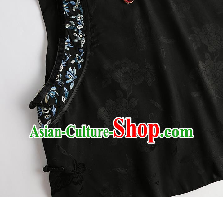 Chinese Qing Dynasty Black Vest Tang Suit Upper Outer Garment Traditional Waistcoat Costume Chinese Qing Dynasty Black Vest Tang Suit Upper Outer Garment Traditional Waistcoat Costume
