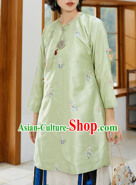 Chinese Classical Embroidered Blouse Tang Suit Costume Traditional Light Green Shirt Chinese Classical Embroidered Blouse Tang Suit Costume Traditional Light Green Shirt