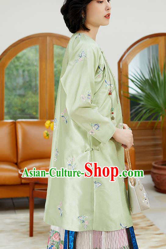 Chinese Classical Embroidered Blouse Tang Suit Costume Traditional Light Green Shirt Chinese Classical Embroidered Blouse Tang Suit Costume Traditional Light Green Shirt
