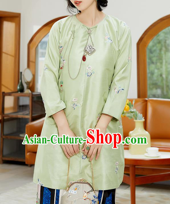 Chinese Classical Embroidered Blouse Tang Suit Costume Traditional Light Green Shirt Chinese Classical Embroidered Blouse Tang Suit Costume Traditional Light Green Shirt