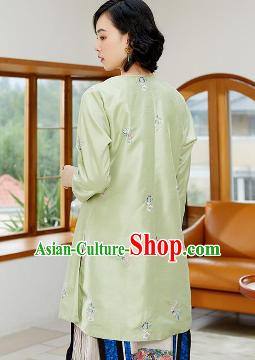 Chinese Classical Embroidered Blouse Tang Suit Costume Traditional Light Green Shirt Chinese Classical Embroidered Blouse Tang Suit Costume Traditional Light Green Shirt