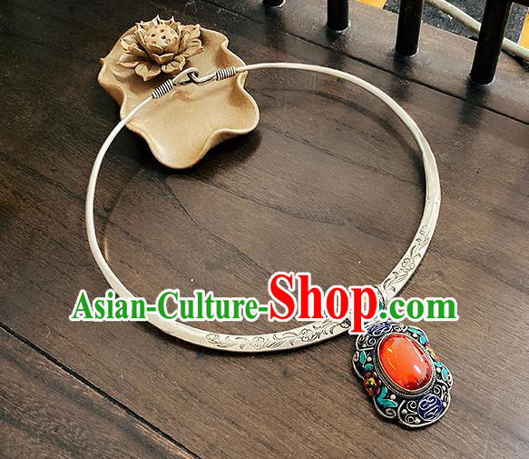China Traditional Hanfu Silver Necklace Ethnic Princess Jewelry Accessories China Traditional Hanfu Silver Necklace Ethnic Princess Jewelry Accessories