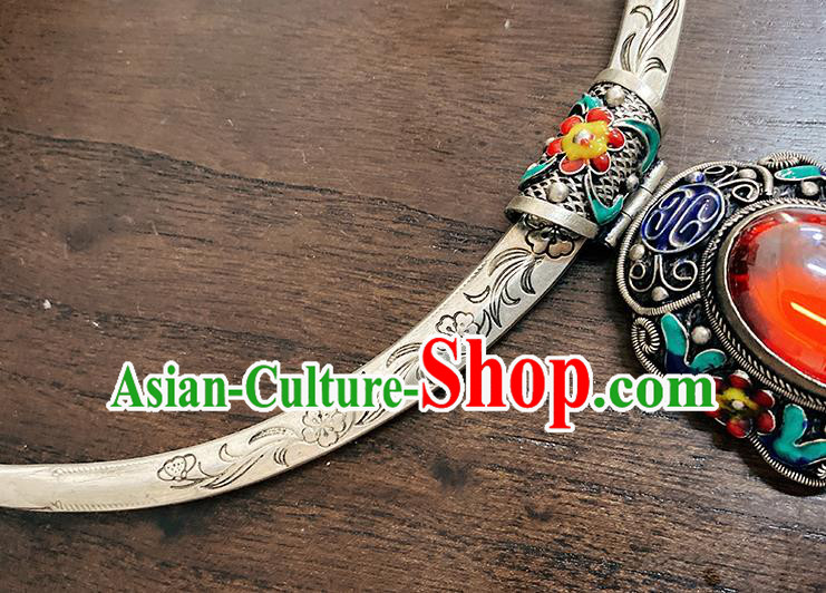 China Traditional Hanfu Silver Necklace Ethnic Princess Jewelry Accessories China Traditional Hanfu Silver Necklace Ethnic Princess Jewelry Accessories