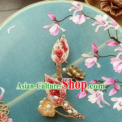 China Classical Cheongsam Accessories Traditional Embroidered Lotus Brooch