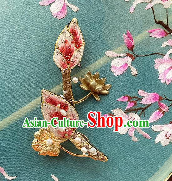 China Classical Cheongsam Accessories Traditional Embroidered Lotus Brooch China Classical Cheongsam Accessories Traditional Embroidered Lotus Brooch