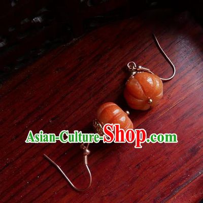 China Traditional Hanfu Topaz Earrings Brass Pumpkin Ear Accessories