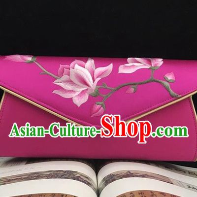 China National Rosy Silk Chain Bag Handmade Suzhou Embroidery Handbag Cheongsam Evening Bag