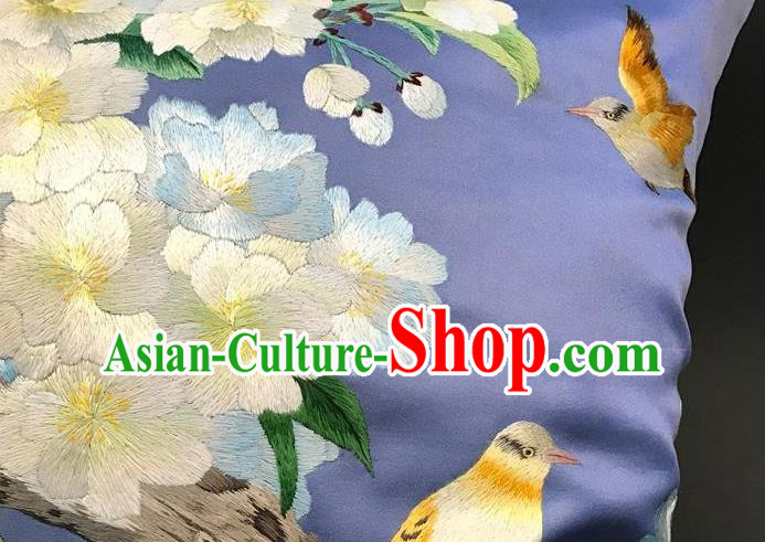 China Traditional Suzhou Embroidery Craft Embroidered Pear Flowers Lilac Silk Pillowslip China Traditional Suzhou Embroidery Craft Embroidered Pear Flowers Lilac Silk Pillowslip