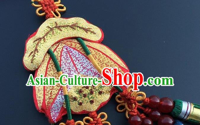Traditional China Embroidery Golden Lotus Craft Embroidered Car Pendant Traditional China Embroidery Golden Lotus Craft Embroidered Car Pendant