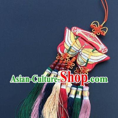 China Traditional Embroidered Car Accessories Embroidery Butterfly Tassel Pendant
