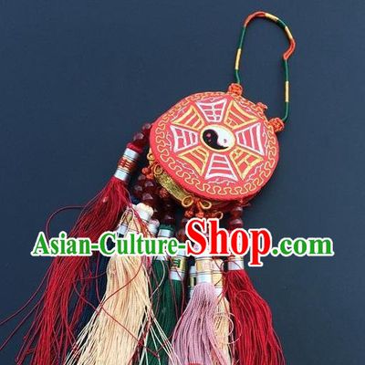 China Traditional Embroidered Car Tassel Pendant Accessories New Year Decoration Embroidery Eight Diagrams Lucky Charms