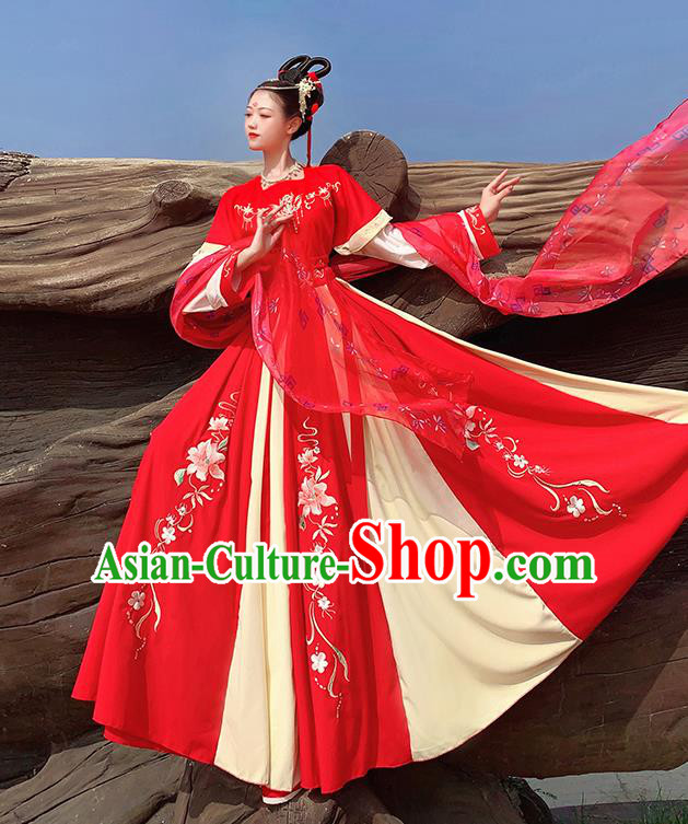 Traditional China Tang Dynasty Historical Costumes Ancient Court Princess Red Hanfu Dress Clothing Traditional China Tang Dynasty Historical Costumes Ancient Court Princess Red Hanfu Dress Clothing