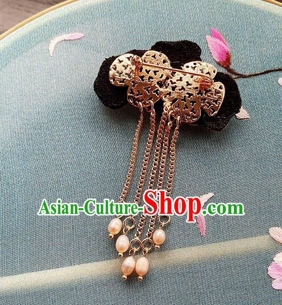 China Traditional Embroidered Pink Plum Blossom Brooch Classical Cheongsam Tassel Breastpin Accessories China Traditional Embroidered Pink Plum Blossom Brooch Classical Cheongsam Tassel Breastpin Accessories
