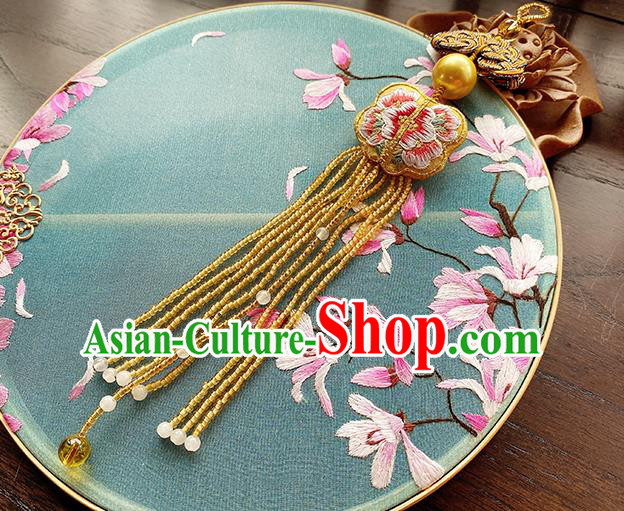 China Classical Cheongsam Yellow Beads Tassel Breastpin Accessories Traditional Embroidered Brooch China Classical Cheongsam Yellow Beads Tassel Breastpin Accessories Traditional Embroidered Brooch