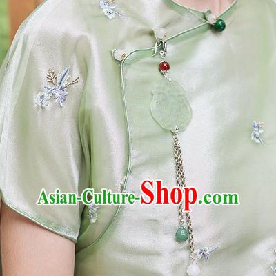 China Classical Cheongsam Jade Pendant Accessories Traditional Brooch