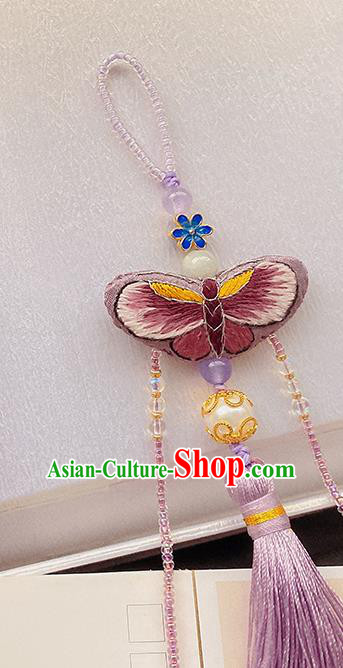 China Accessories Traditional Embroidered Butterfly Brooch Classical Cheongsam Purple Tassel Pendant China Accessories Traditional Embroidered Butterfly Brooch Classical Cheongsam Purple Tassel Pendant