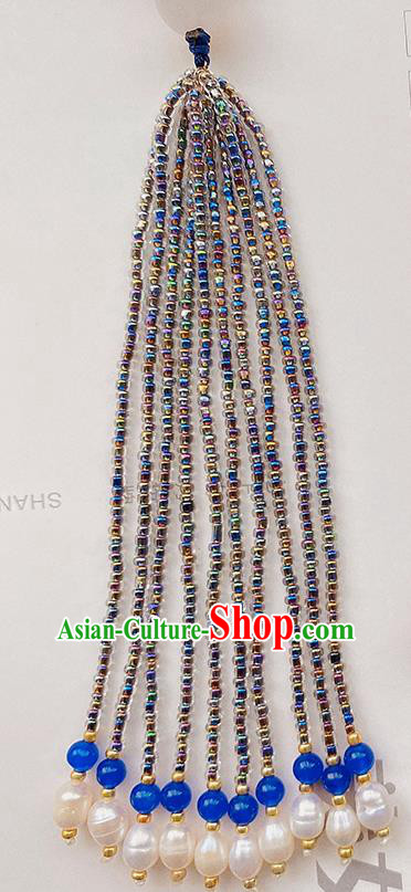 China Traditional Accessories Embroidered Peony Brooch Classical Cheongsam Blue Beads Tassel Pendant China Traditional Accessories Embroidered Peony Brooch Classical Cheongsam Blue Beads Tassel Pendant