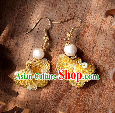 China Handmade Suzhou Embroidery Earrings Traditional Embroidered Ginkgo Leaf Ear Accessories China Handmade Suzhou Embroidery Earrings Traditional Embroidered Ginkgo Leaf Ear Accessories