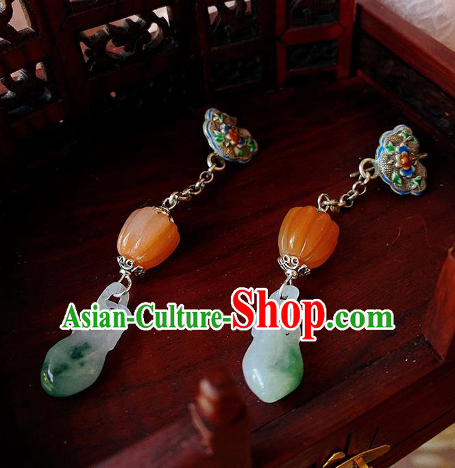 China Handmade Jade Earrings Traditional Hanfu Blueing Ear Accessories