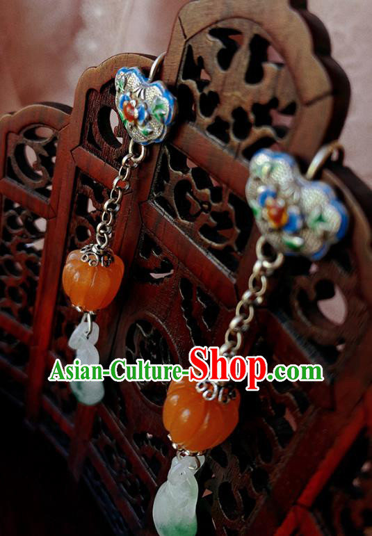 China Handmade Jade Earrings Traditional Hanfu Blueing Ear Accessories
