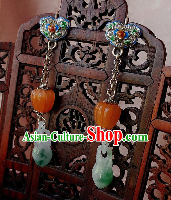 China Handmade Jade Earrings Traditional Hanfu Blueing Ear Accessories