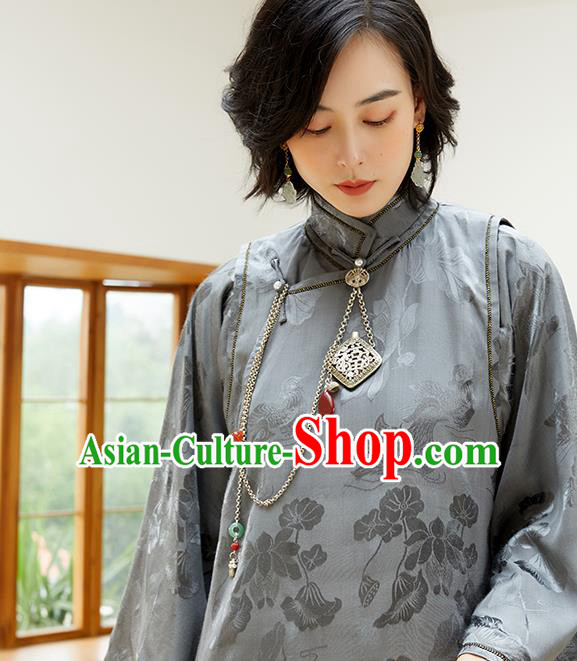 China Traditional Cupronickel Accessories Jade Brooch Classical Cheongsam Tassel Pendant China Traditional Cupronickel Accessories Jade Brooch Classical Cheongsam Tassel Pendant